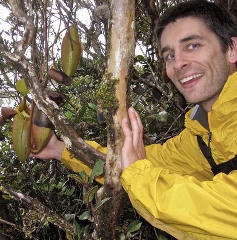a person in a tropical location