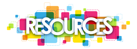 the word RESOURCES with colorful block decoration